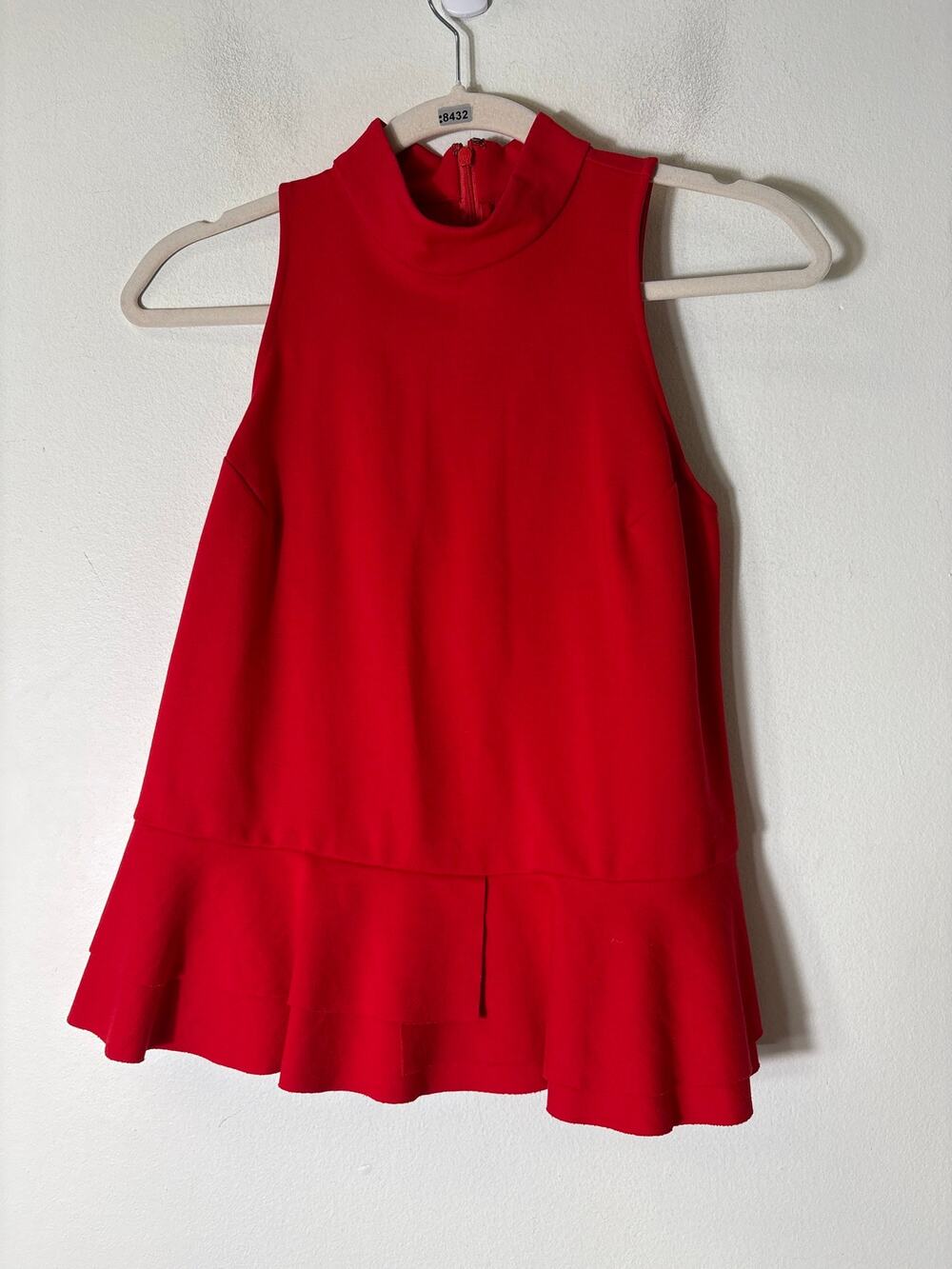 by Anthropology Classic Red Sleeveless Peplum Top Sz XS